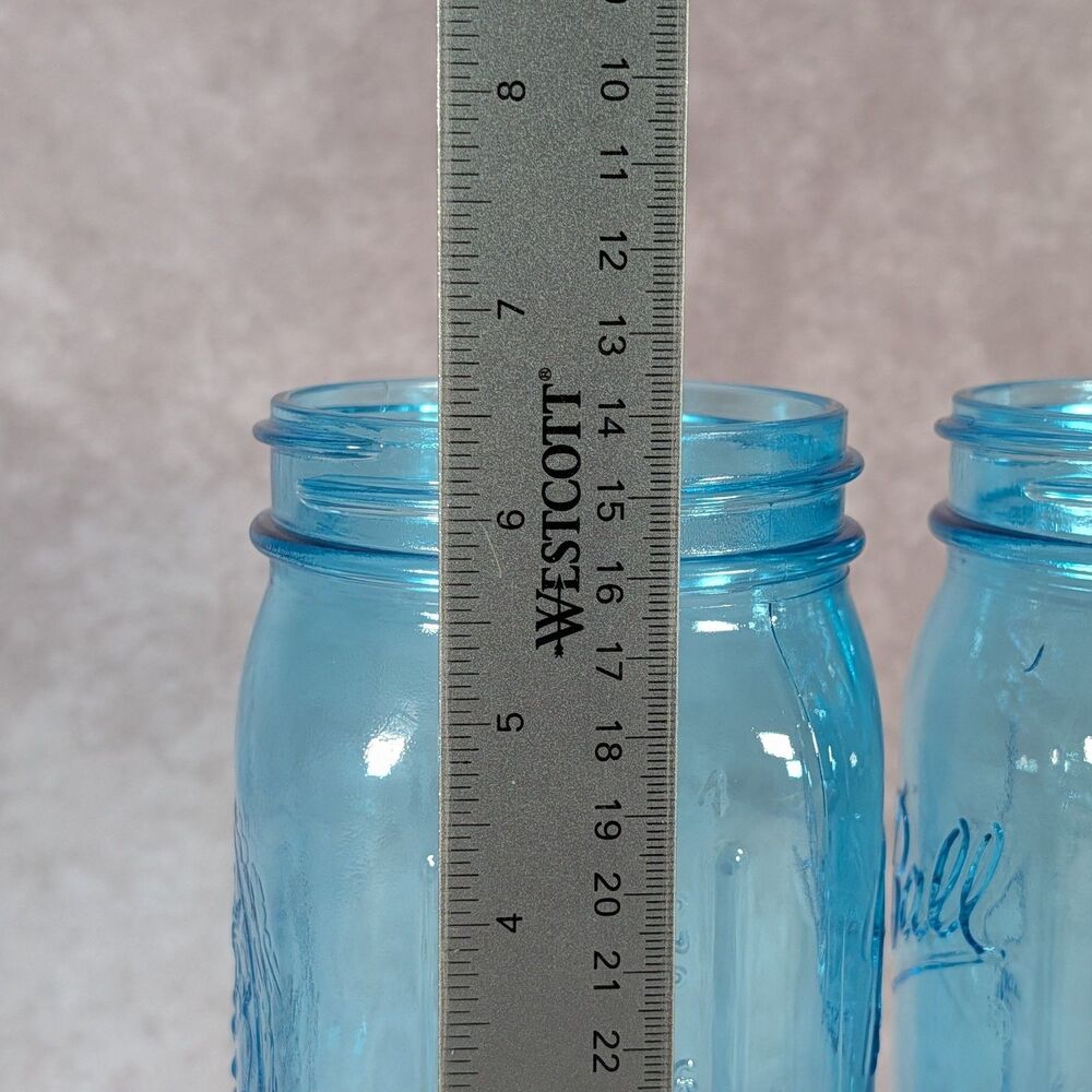 Ball Heritage Collection Blue Glass Quart Mason Jars 32 oz Wide Mouth Pair - Picture 4 of 4